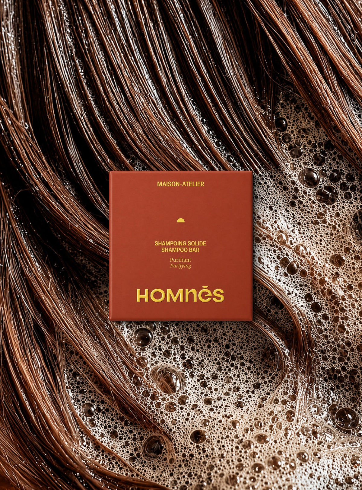 Shampoing Purifiant Homnès, packaging terracotta