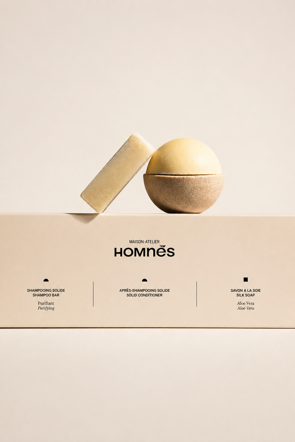 Geschenkset zuiverende shampoo, conditioner en zeep Homnès